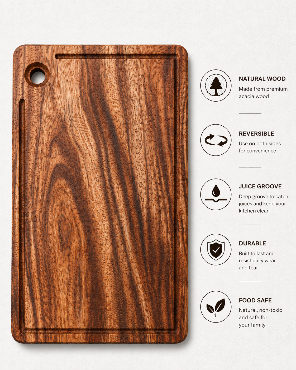 Premium Waga Wood Cutting Boards 35L x 22W x 2.5Th cm